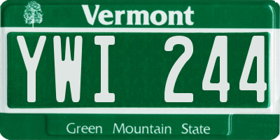 VT license plate YWI244