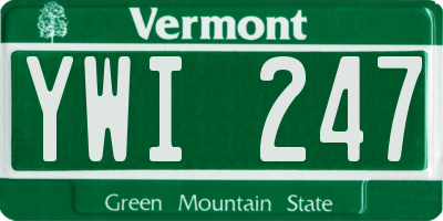 VT license plate YWI247