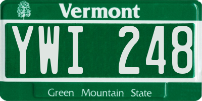 VT license plate YWI248