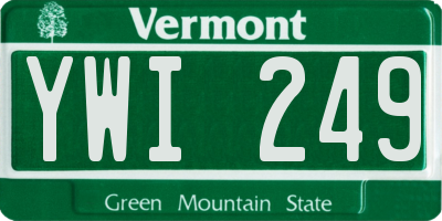 VT license plate YWI249