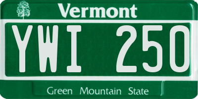 VT license plate YWI250