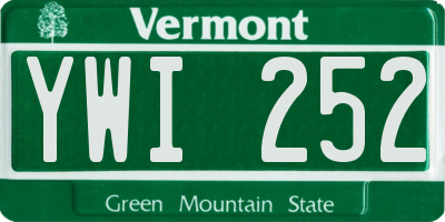 VT license plate YWI252