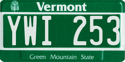 VT license plate YWI253