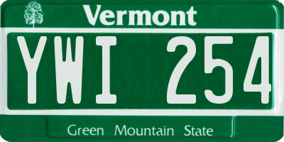 VT license plate YWI254