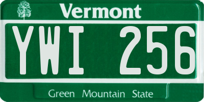VT license plate YWI256