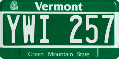 VT license plate YWI257