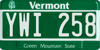 VT license plate YWI258