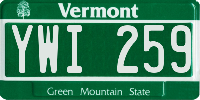 VT license plate YWI259