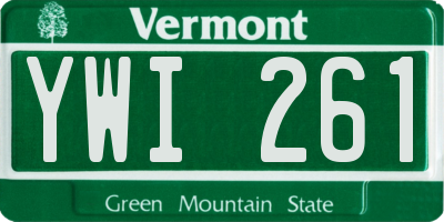 VT license plate YWI261