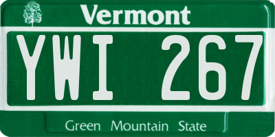 VT license plate YWI267