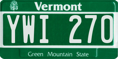 VT license plate YWI270