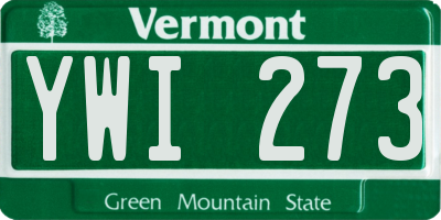 VT license plate YWI273