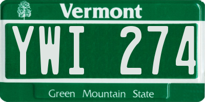 VT license plate YWI274