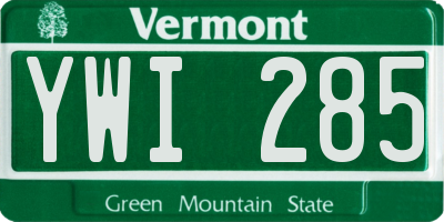 VT license plate YWI285