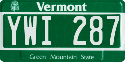VT license plate YWI287