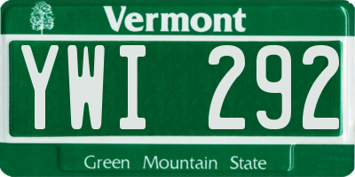 VT license plate YWI292