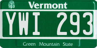 VT license plate YWI293