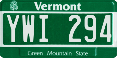 VT license plate YWI294