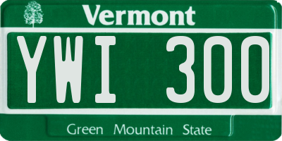 VT license plate YWI300