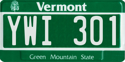 VT license plate YWI301