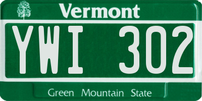 VT license plate YWI302