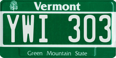 VT license plate YWI303