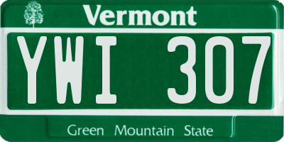VT license plate YWI307
