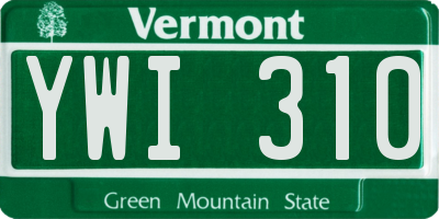 VT license plate YWI310