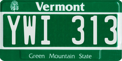 VT license plate YWI313