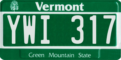 VT license plate YWI317