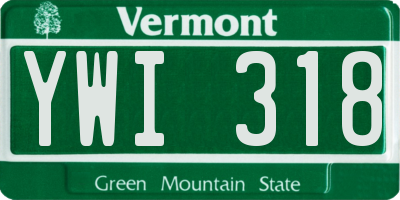 VT license plate YWI318