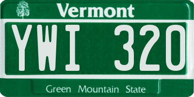 VT license plate YWI320