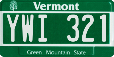 VT license plate YWI321