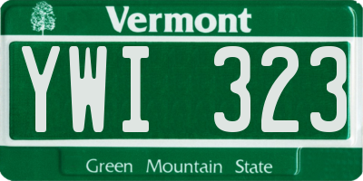 VT license plate YWI323