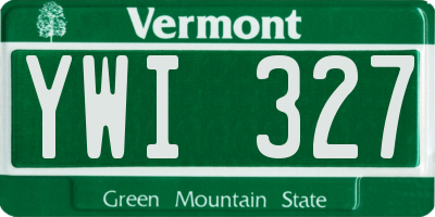 VT license plate YWI327
