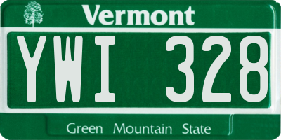 VT license plate YWI328