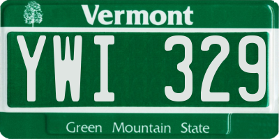 VT license plate YWI329
