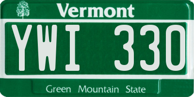 VT license plate YWI330