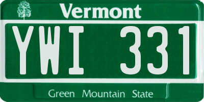 VT license plate YWI331