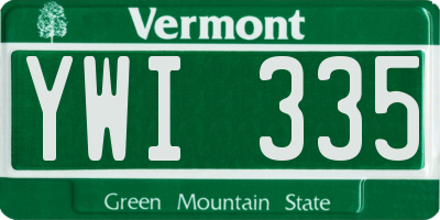VT license plate YWI335