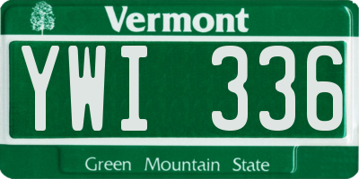 VT license plate YWI336