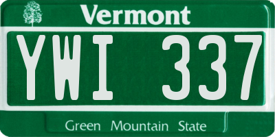 VT license plate YWI337