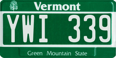 VT license plate YWI339