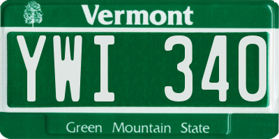VT license plate YWI340