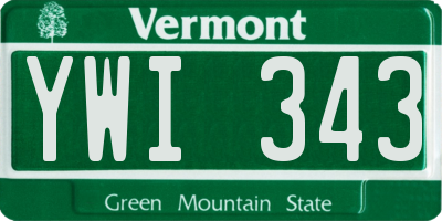 VT license plate YWI343