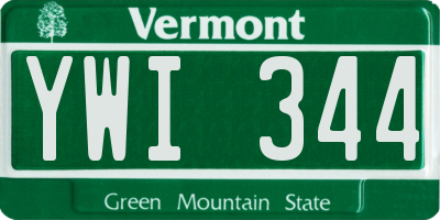 VT license plate YWI344