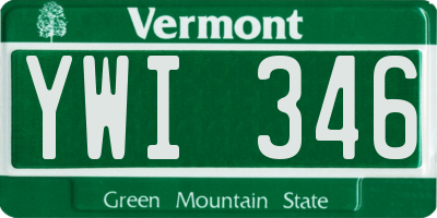VT license plate YWI346
