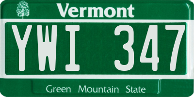 VT license plate YWI347