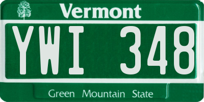 VT license plate YWI348