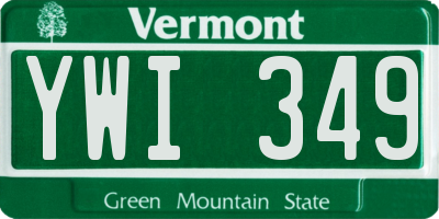 VT license plate YWI349